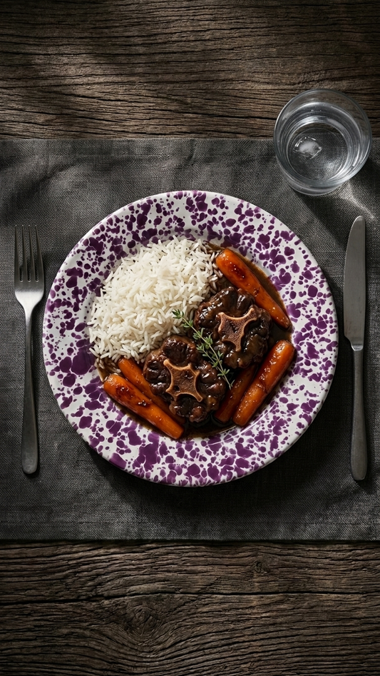 Selemo Plate |Jacaranda season| 24 cm Speckled Enamel Plate