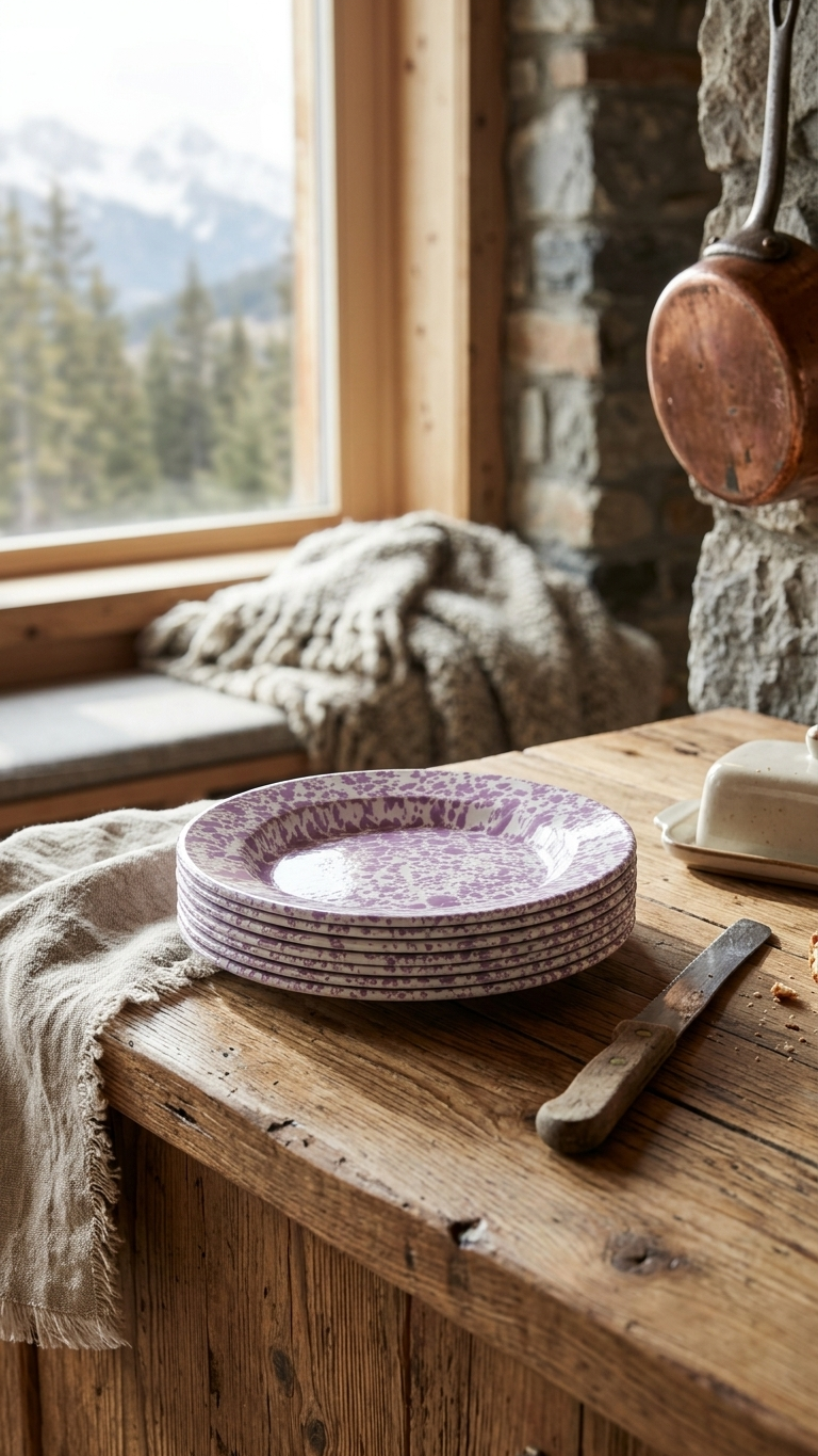 Selemo Plate |Jacaranda season| 24 cm Speckled Enamel Plate